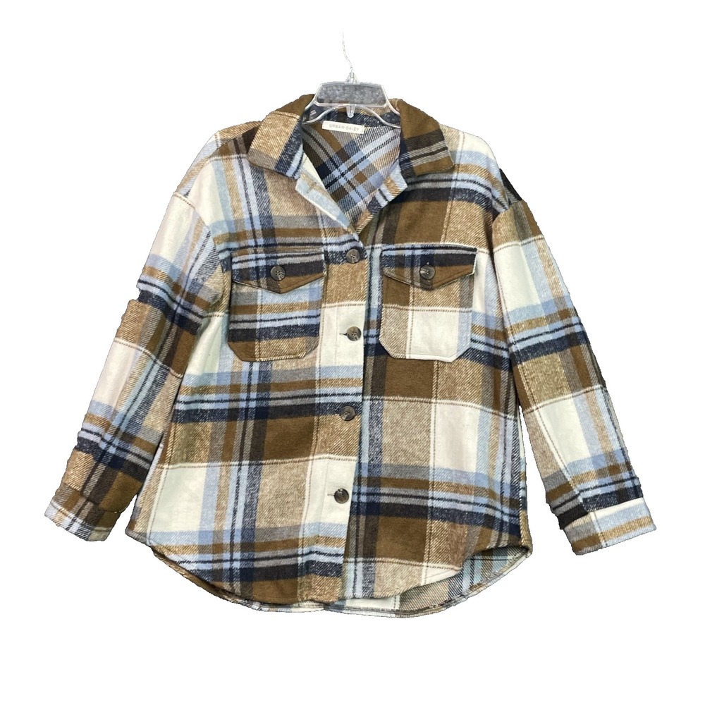 Urban Daizy Oversized Flannel Shirt Jacket Womens Small Plaid Shacket Streetwear